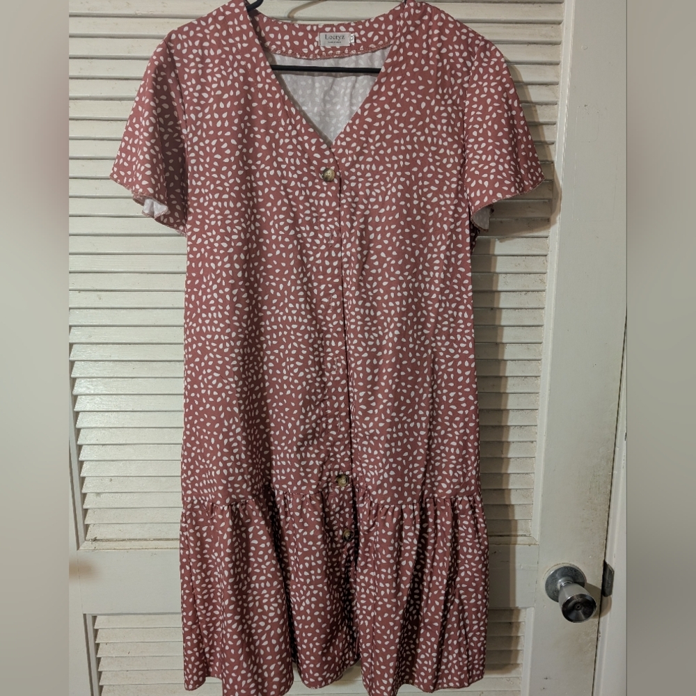 Pink and White Patterned Dress